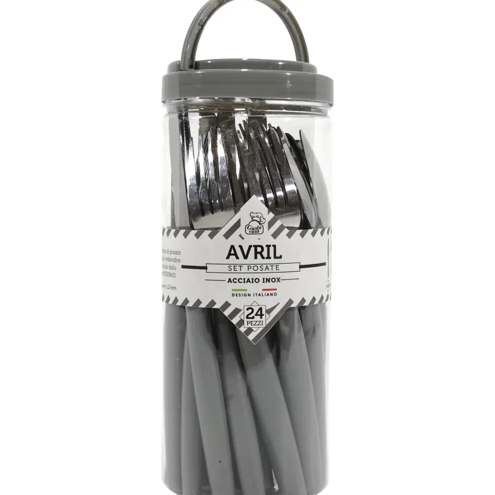 Servizio posate in acciaio inox 24 pezzi Avril Grigio