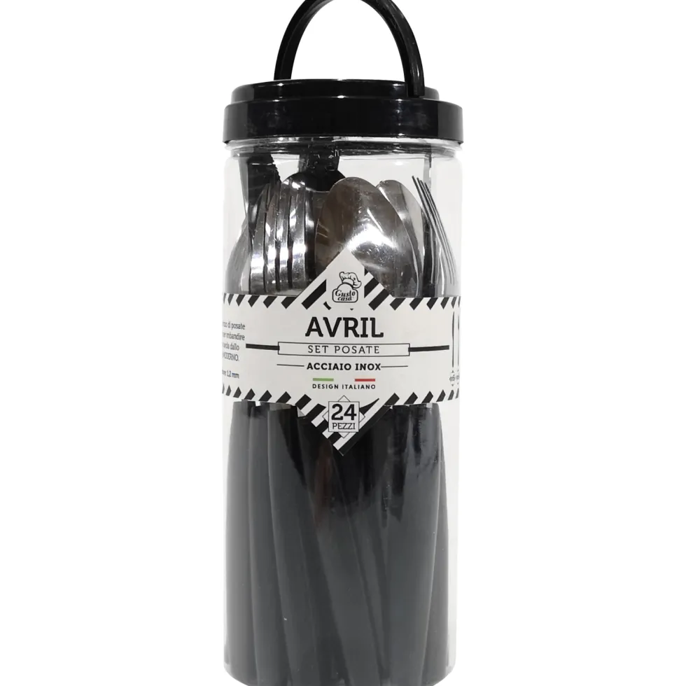 Servizio posate in acciaio inox 24 pezzi Avril Nero