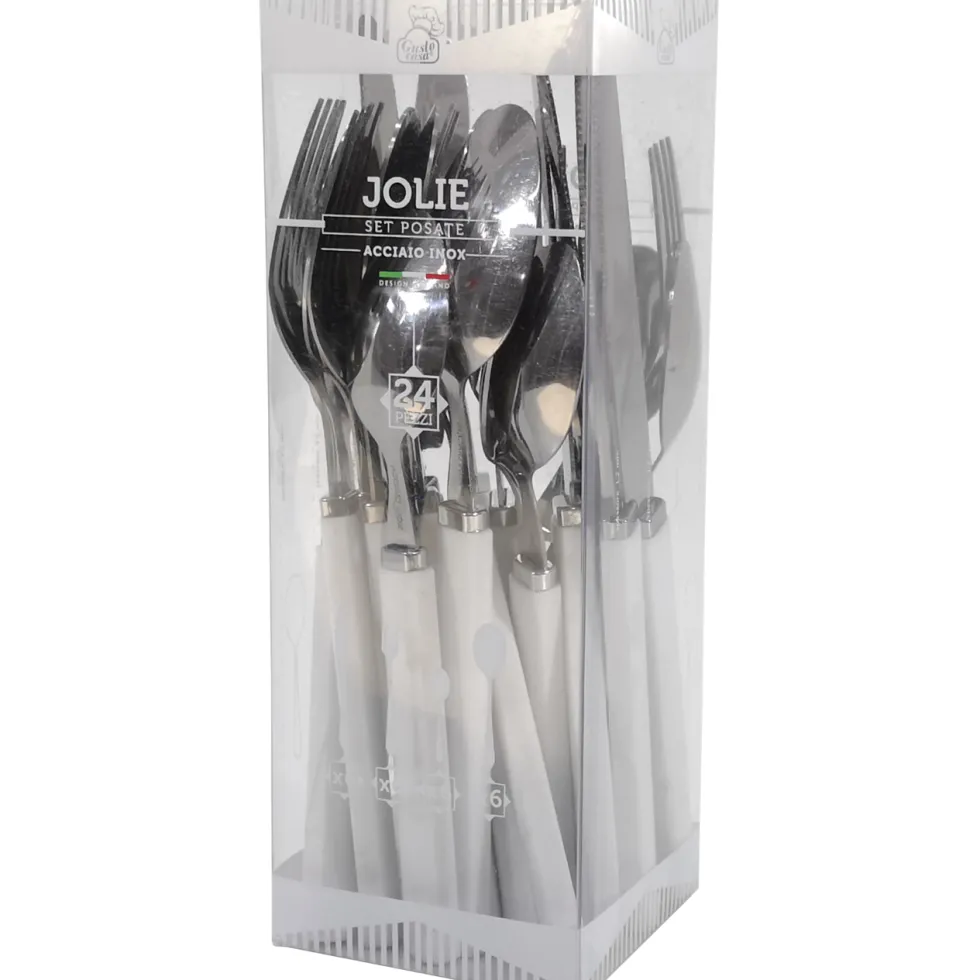 Servizio posate in acciaio inox Bianco 24 pezzi Jolie