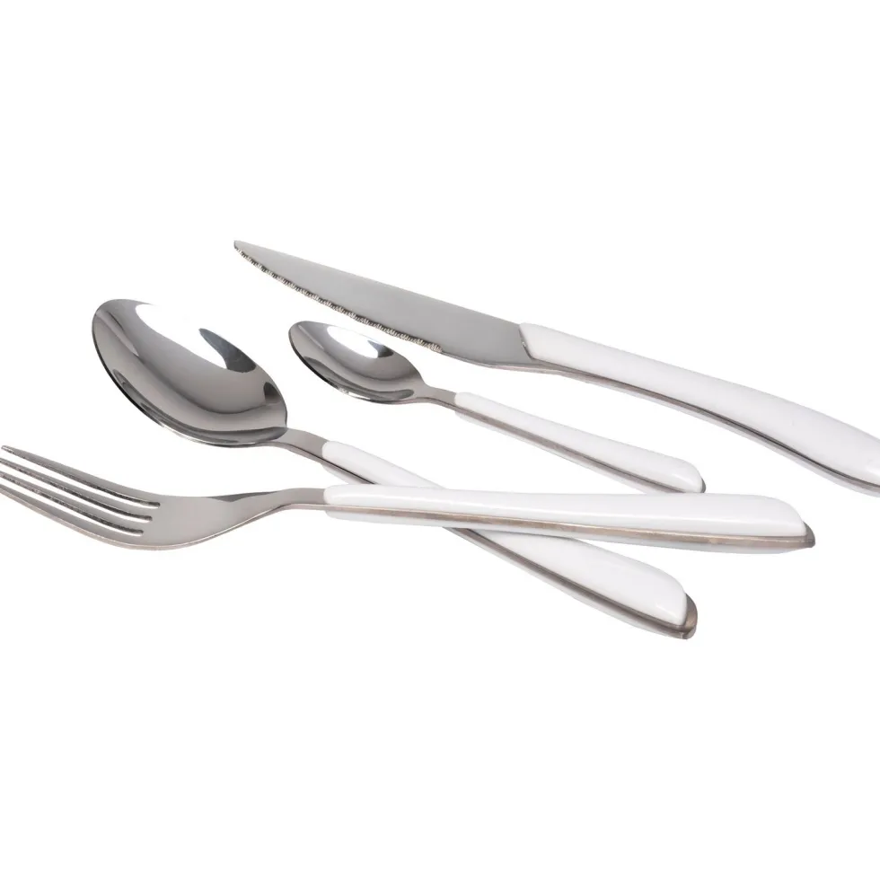 Servizio posate in acciaio inox colore Bianco 24 pezzi Glossy