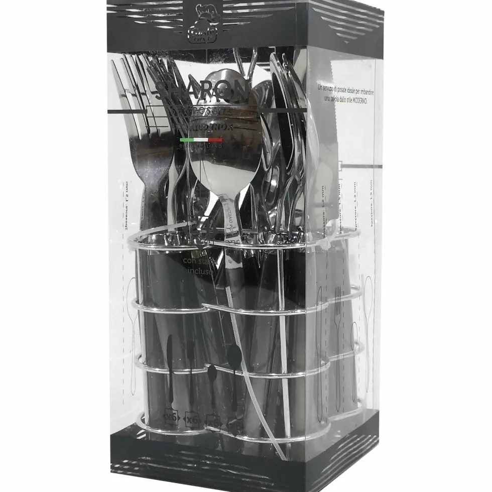 Servizio posate in acciaio inox Grigio 24 pezzi Sharon