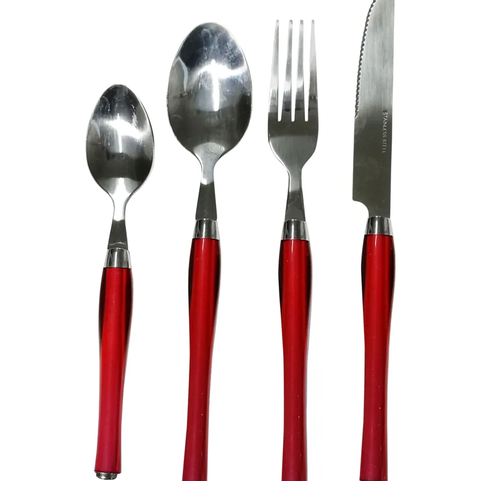 Servizio posate 24 pezzi rosso in acciaio inox Sharon