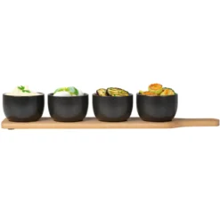 Set Antipastiera 4 ciotole con Base in Bamboo