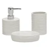 Set Bagno 3 pezzi in Ceramica Bianca Finitura a rilievo Effetto Ondulato