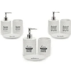 Set Bagno 3 pezzi in Ceramica Bianco Home Sweet Home