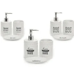 Set Bagno 3 pezzi in Ceramica Bianco Home Sweet Home