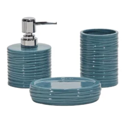 Set Bagno 3 pezzi in Ceramica Carta da Zucchero Finitura a rilievo Effetto Ondulato