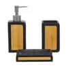 Set Bagno 3 pezzi in Ceramica Nera e Bamboo