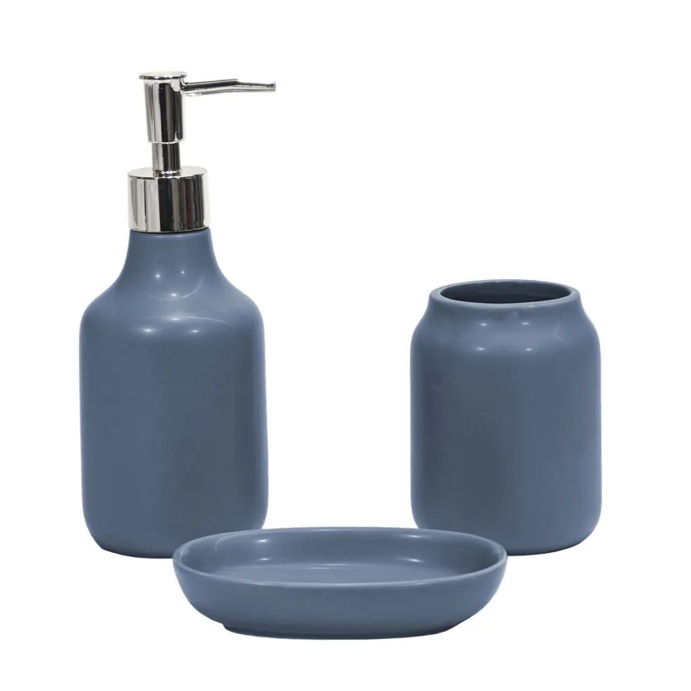 Set Bagno 3 pezzi in Ceramica Petrolio