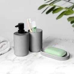 Set Bagno 3 pezzi in Polipropilene Grigio