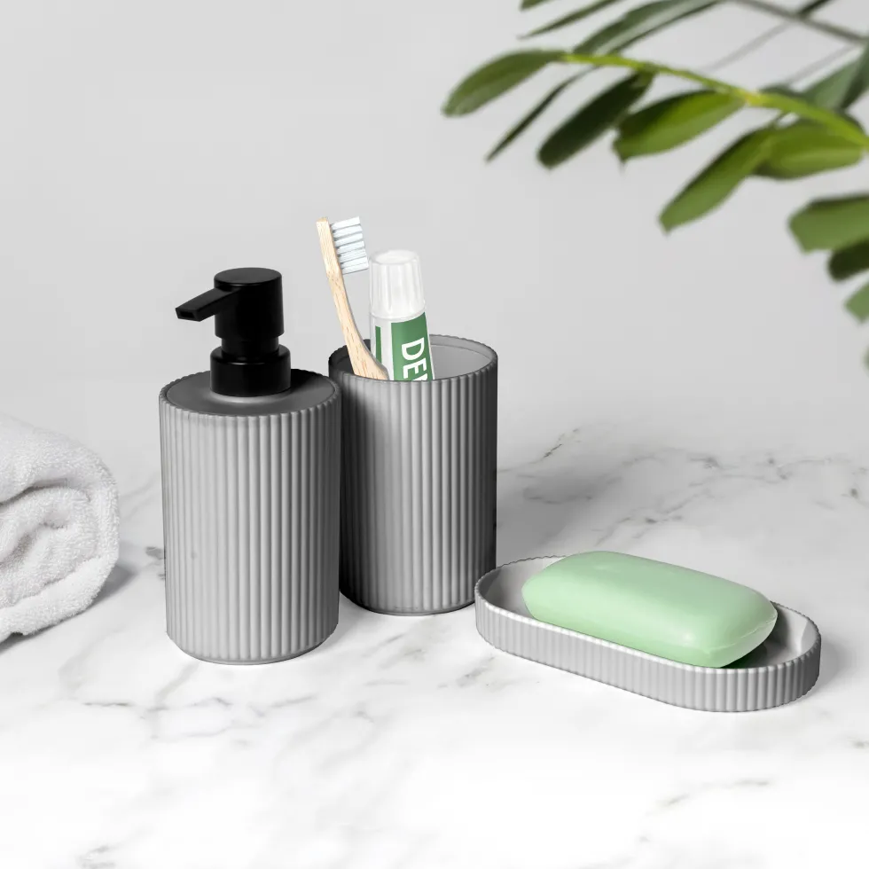 Set Bagno 3 pezzi in Polipropilene Grigio