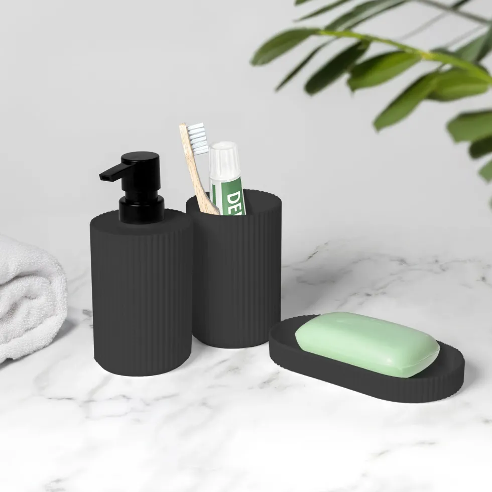 Set Bagno 3 pezzi in Polipropilene Nero