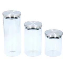 Set 3 barattoli con tappo a chiusura ermetica in vetro