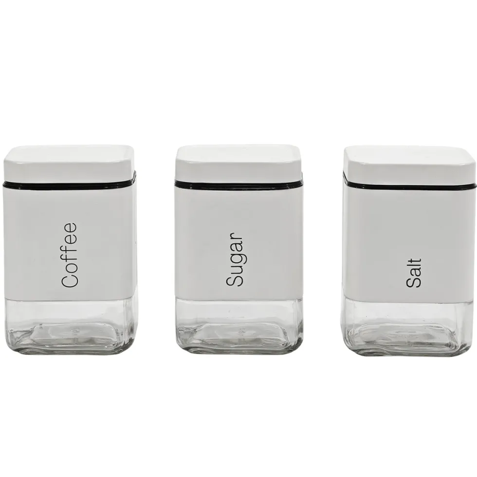 Set 3 barattoli da cucina Bianco 80 cl