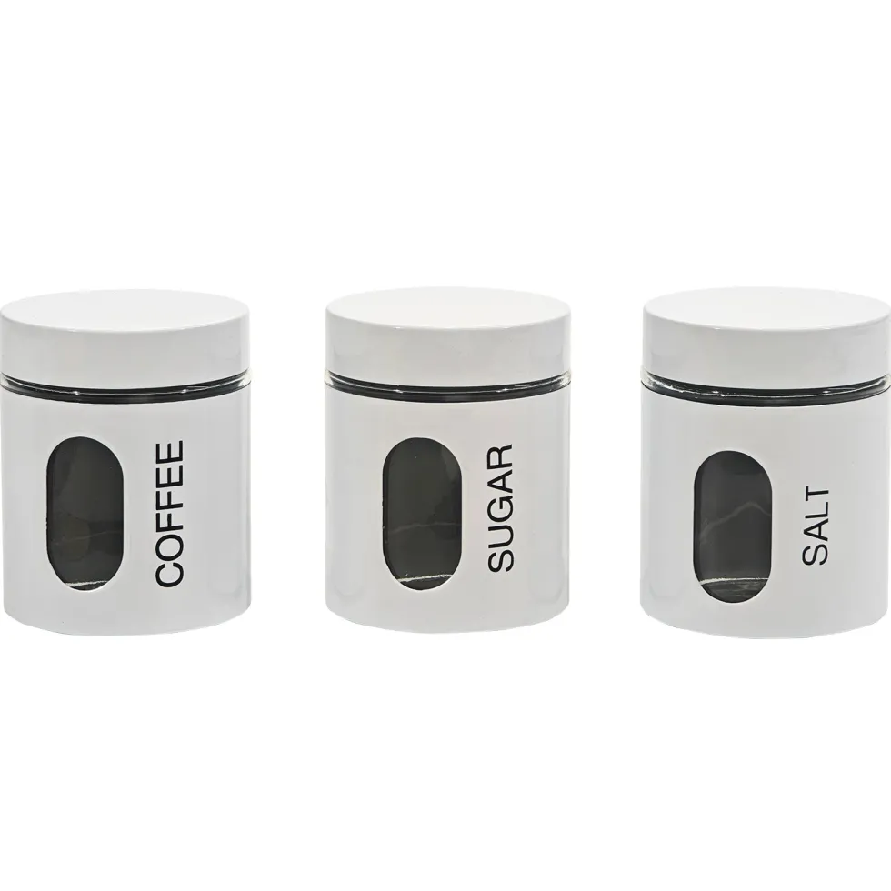 Set 3 barattoli da cucina Bianco Lucido 75 cl