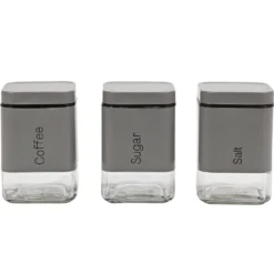 Set 3 barattoli da cucina Grigio 80 cl