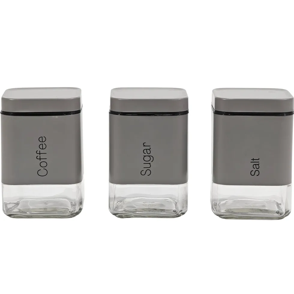 Set 3 barattoli da cucina Grigio 80 cl