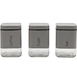 Set 3 barattoli da cucina Grigio 80 cl