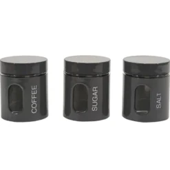 Set 3 barattoli da cucina Grigio Lucido 75 cl