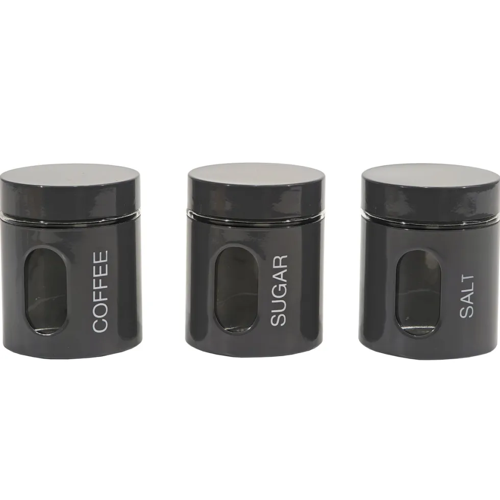 Set 3 barattoli da cucina Grigio Lucido 75 cl
