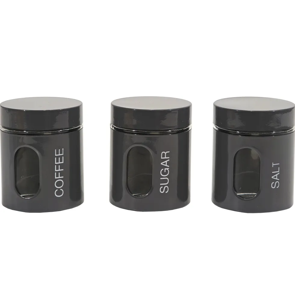 Set 3 barattoli da cucina Grigio Lucido 75 cl