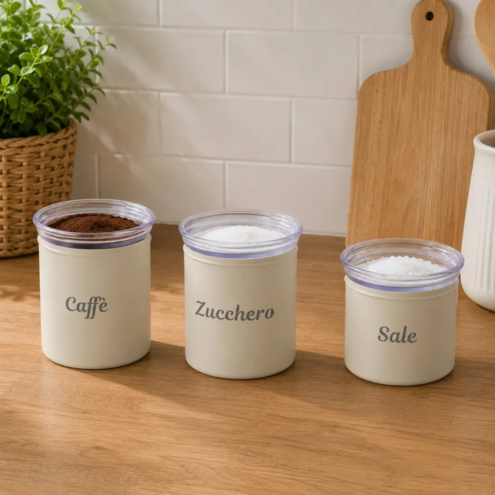 Set 3 Barattoli Ermetici Impilabili Linea Chef Line