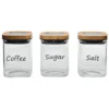 Set 3 barattoli in vetro con Coperchio in Metallo Effetto Bamboo da 1 Litro