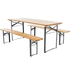 Set Birreria da giardino con Tavolo e 2 panchine Pieghevoli