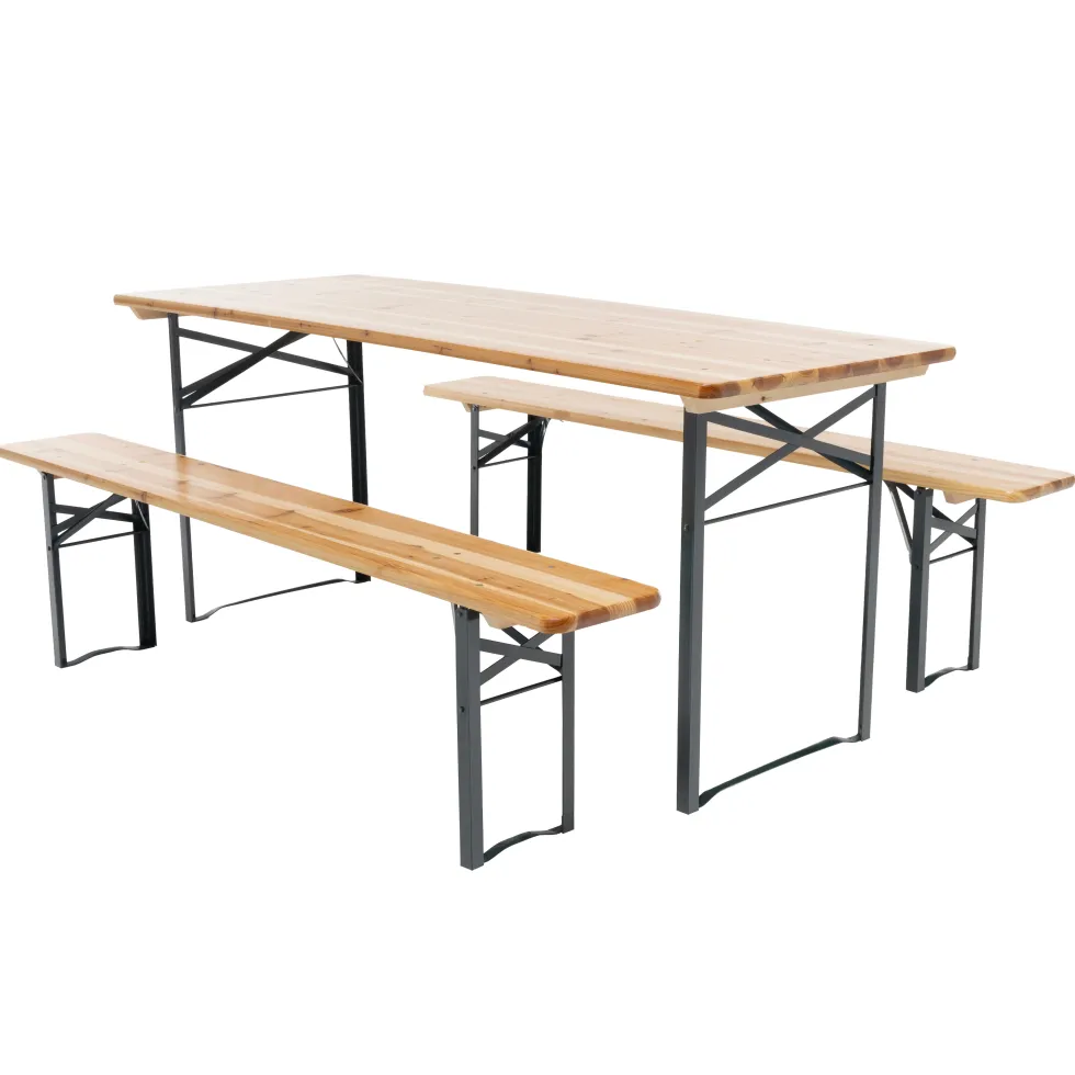 Set Birreria da giardino con Tavolo e 2 panchine Pieghevoli