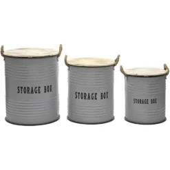Set 3 Ceste Portabiancheria con Manici Grigio