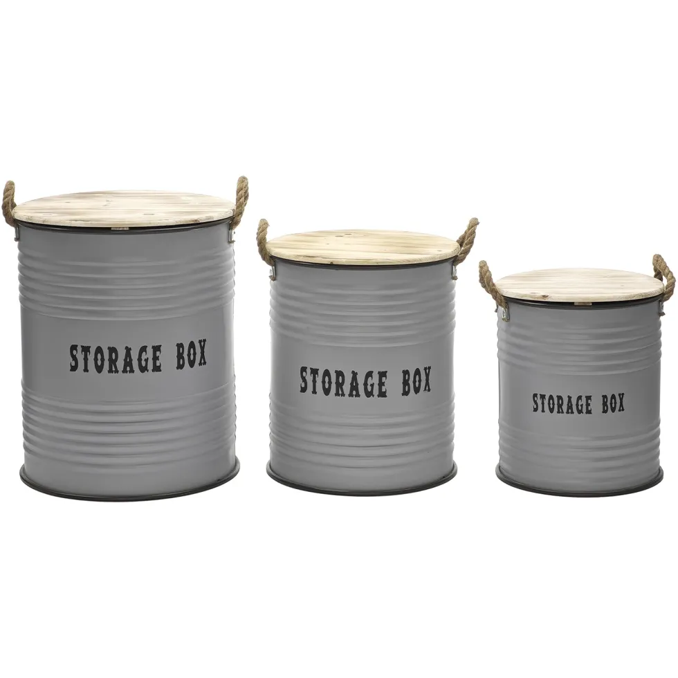 Set 3 Ceste Portabiancheria con Manici Grigio