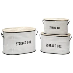 Set 3 Ceste Portabiancheria con Manici Rettangolare Bianco