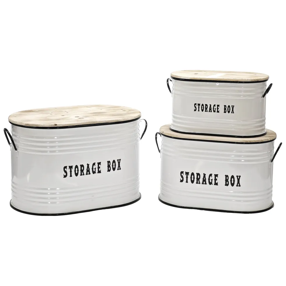 Set 3 Ceste Portabiancheria con Manici Rettangolare Bianco