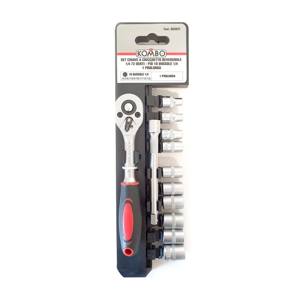 Set Chiave Cricchetto 1/4" con Bussole 12 pezzi