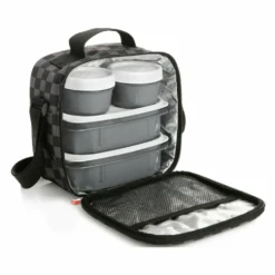 set 4 Contenitori e Borsa Termica Urban Food Casual Nero e Grigio