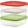 Set 3 Contenitori Ermetici Quadrati con Coperchio Multicolor