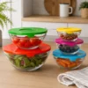 Set 5 Contenitori Food Organizer in Vetro con Coperchio Colorato Salvaspazio
