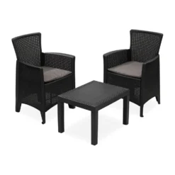 Set da giardino Forest 3 Pezzi Antracite Linea Rattan