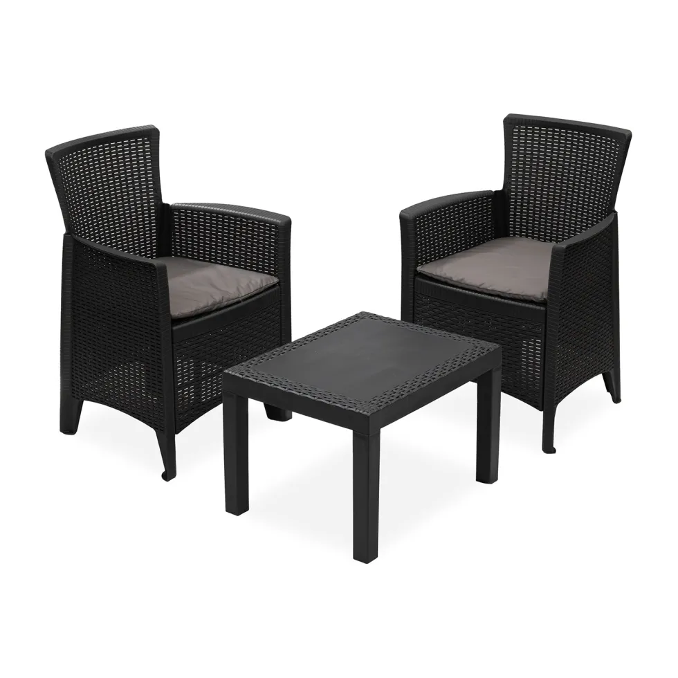 Set da giardino Forest 3 Pezzi Antracite Linea Rattan