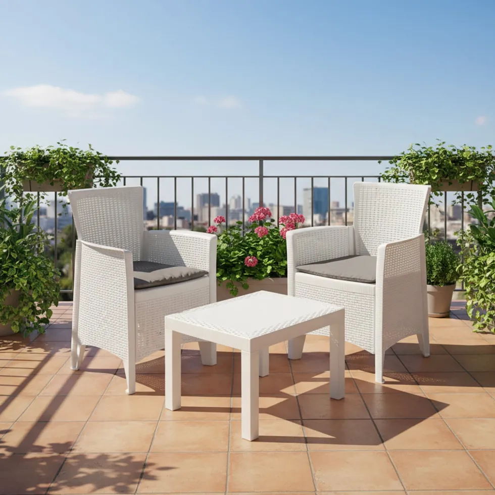 Set da giardino Forest 3 Pezzi Bianco Linea Rattan