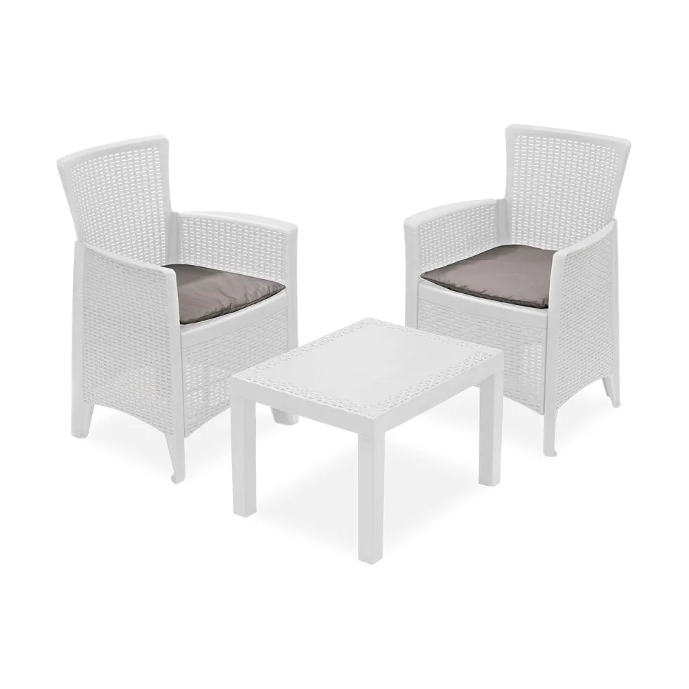 Set da giardino Forest 3 Pezzi Bianco Linea Rattan