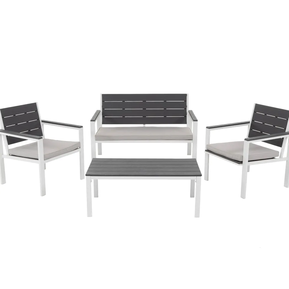 Set da giardino in acciaio Bianco con Doghe Effetto Legno Antracite