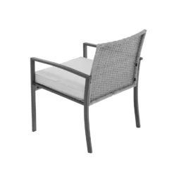 Set da giardino 4 pezzi Antracite Rattan sintetico con struttura in acciaio, top in vetro e cuscini Grigio