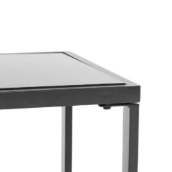 Set da giardino 4 pezzi Antracite Rattan sintetico con struttura in acciaio, top in vetro e cuscini Grigio
