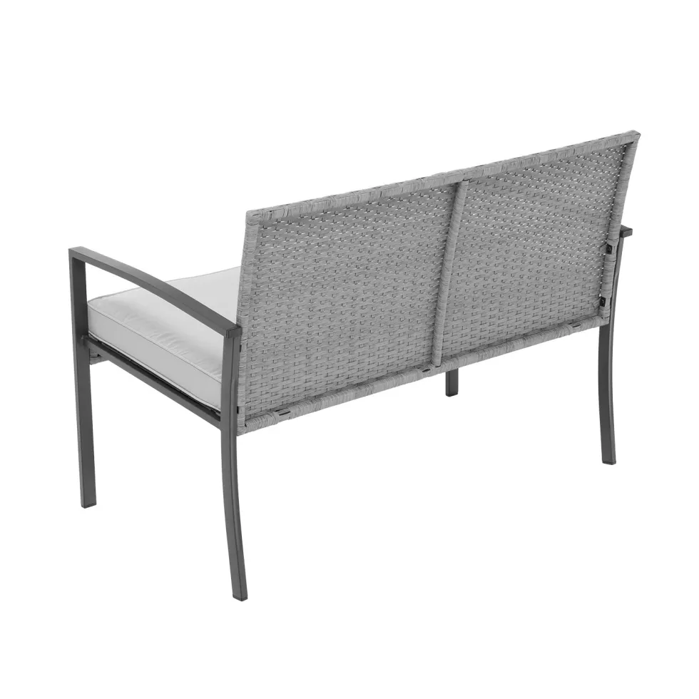 Set da giardino 4 pezzi Antracite Rattan sintetico con struttura in acciaio, top in vetro e cuscini Grigio