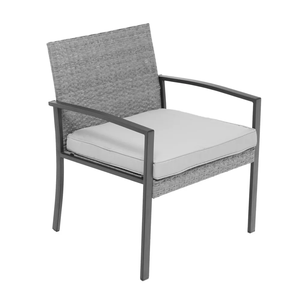 Set da giardino 4 pezzi Antracite Rattan sintetico con struttura in acciaio, top in vetro e cuscini Grigio