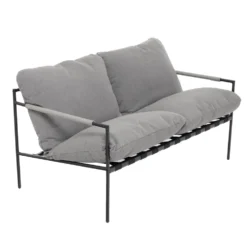 Set da giardino 4 pezzi con Struttura in Acciaio Antracite, top in vetro e cuscini Grigio Chiaro