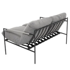 Set da giardino 4 pezzi con Struttura in Acciaio Antracite, top in vetro e cuscini Grigio Chiaro