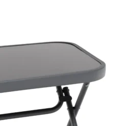 Set da giardino 4 pezzi con Struttura in Acciaio Antracite, Tavolino con top in vetro e cuscini Tortora