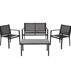 Set da giardino 4 pezzi in metallo Antracite